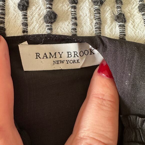 RAMY BROOK | Black Hailey Dress Curved Hem Midi Cocktail Dress | Size Large - Picture 9 of 10